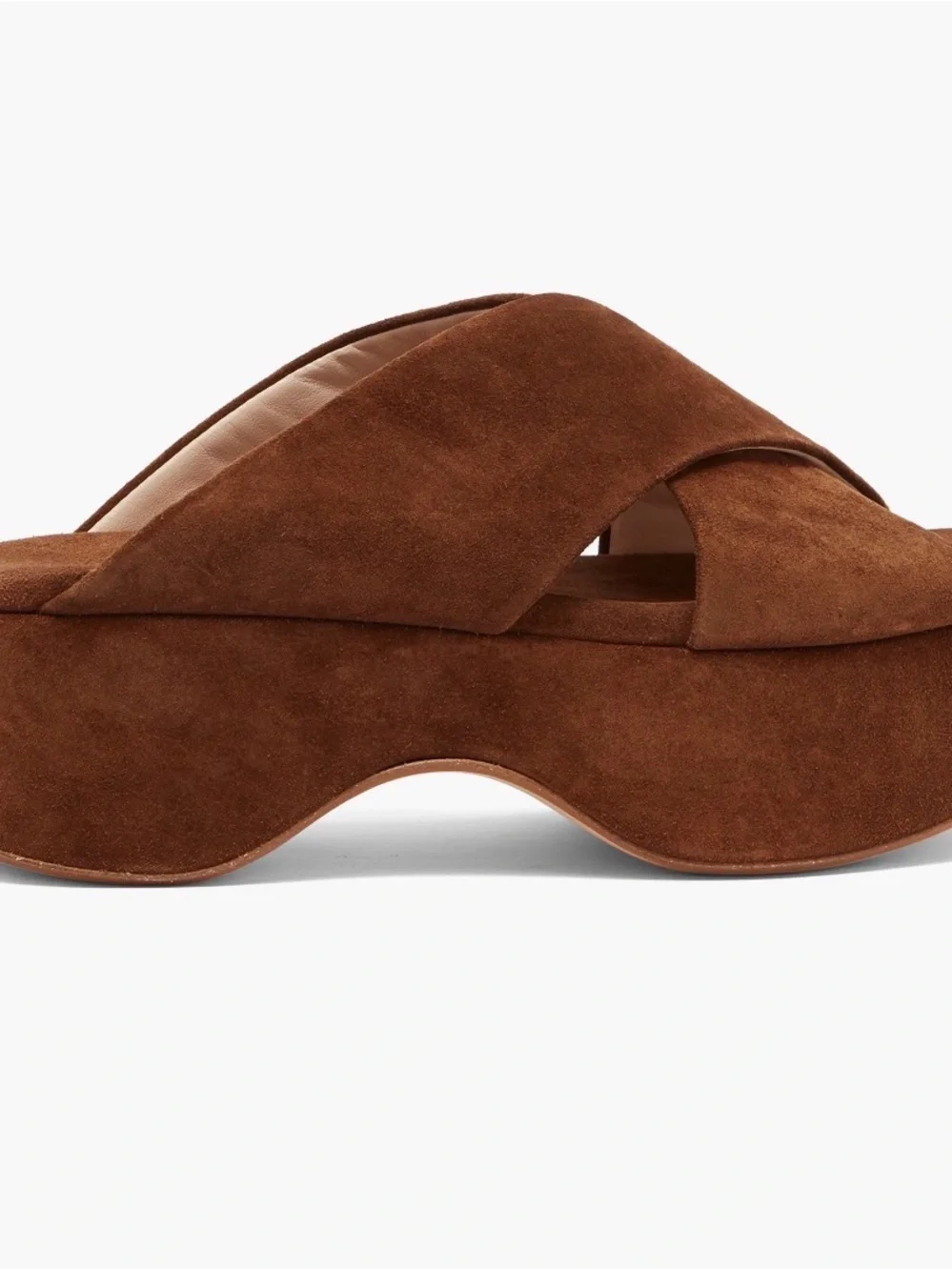 Agl cognac Suede Cross-Strap Platform Slides